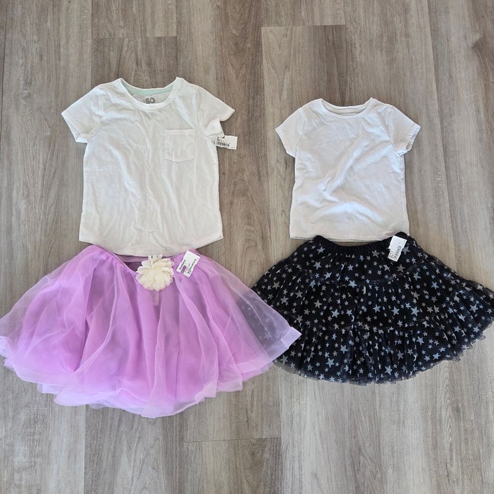 Two Girls Dance Outfits Tutu Purple Star Tulle Fluffy Cute Size 6 Bundle Lot